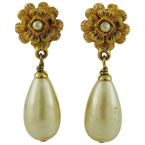 chanel long multi pearl earrings|chanel pearl earrings vintage.